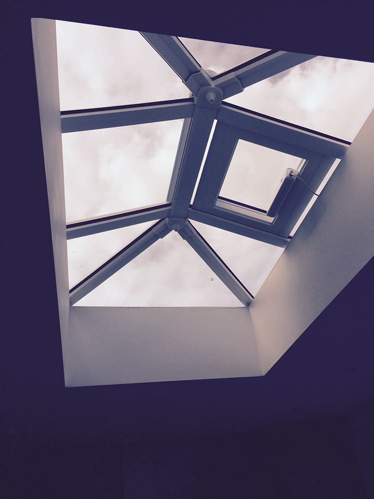 Roof lantern seen from inside the finished room
