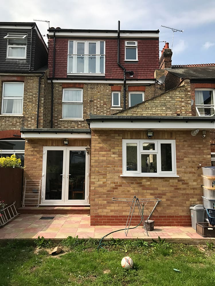 Rear extension in stock brick with loft conversion above, North Finchley