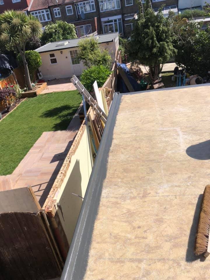 Completed GRP roof edge with trims over the garden elevation