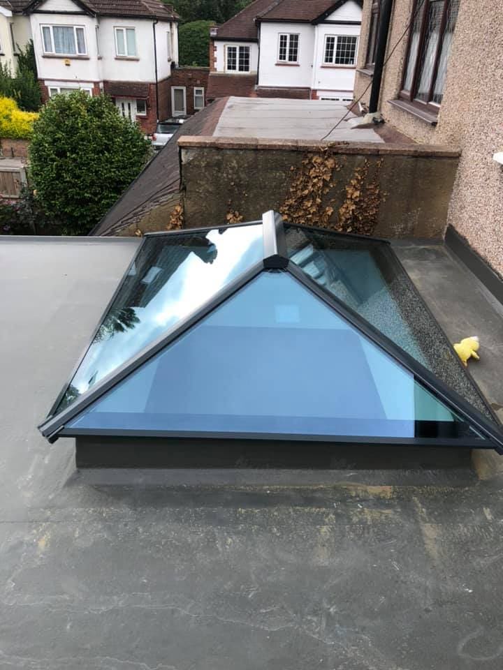 Roof lantern seen from inside the plastered extension