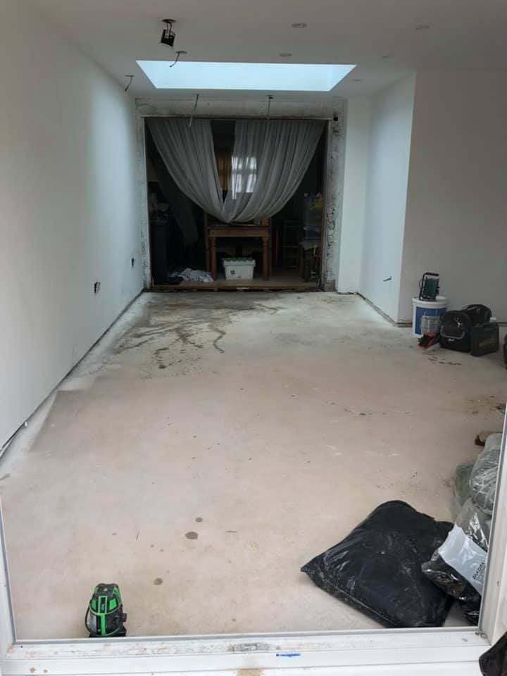 Skimmed extension interior drying out before decoration