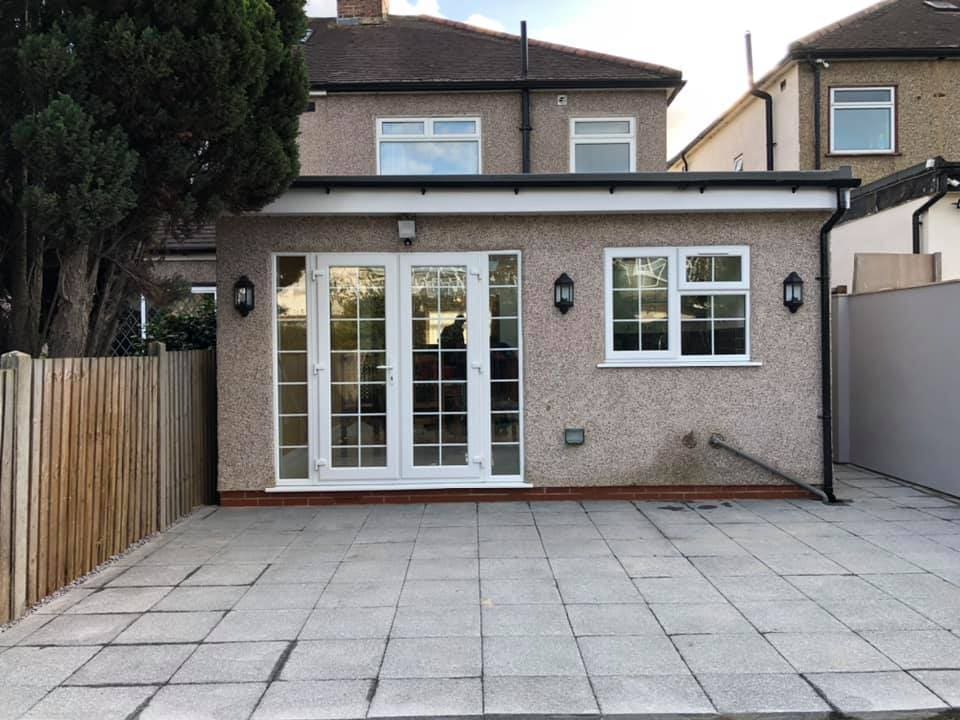 Completed extension rear elevation with double French doors